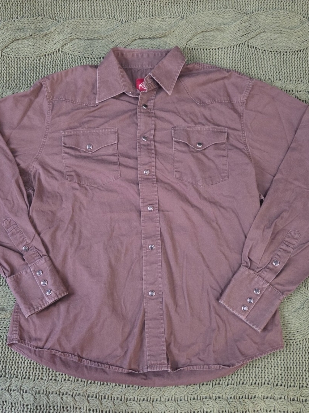 Pearl Snap Western Button Up Shirt Brown Rodeo Clothing Co Cowboy